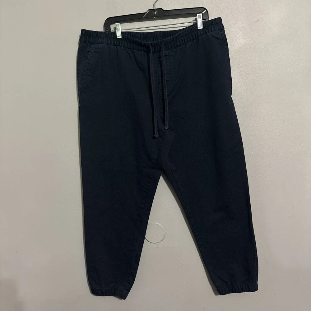 Banana Republic Mens‎ Travel Jogger Pants XL Navy Blue Performance Mid Rise Tie